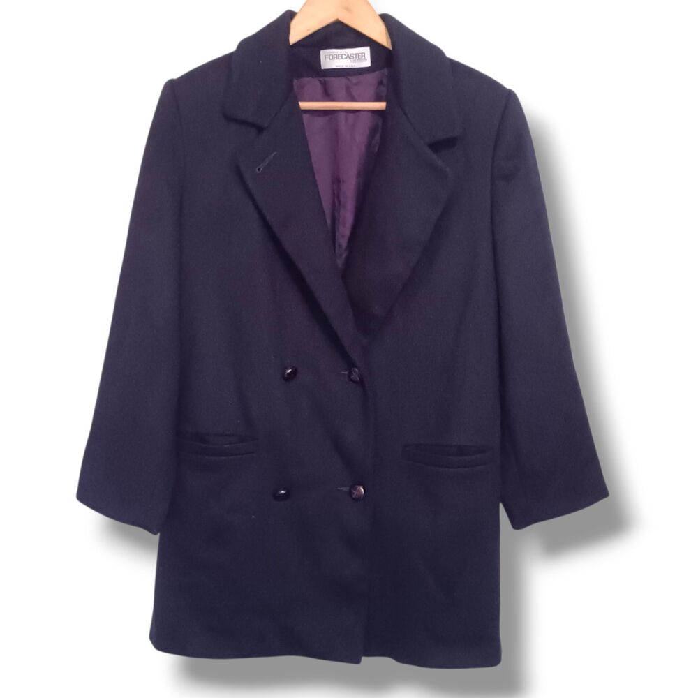 Vtg Forecaster of Boston Wool Blend Double Breasted Coat-Sz 8-Shoulder Pad-Lined